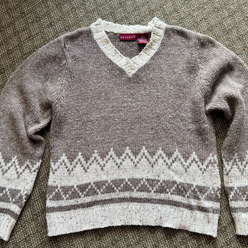 Vintage Nevada Brown/Beige Knit Sweater